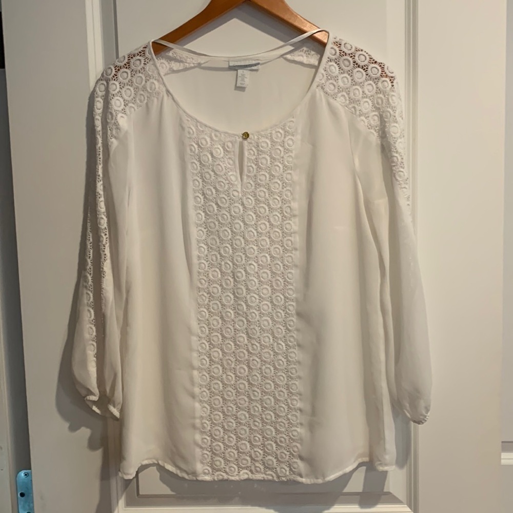 Charter Club Sheer Double Layer Key Hole Top Size Small